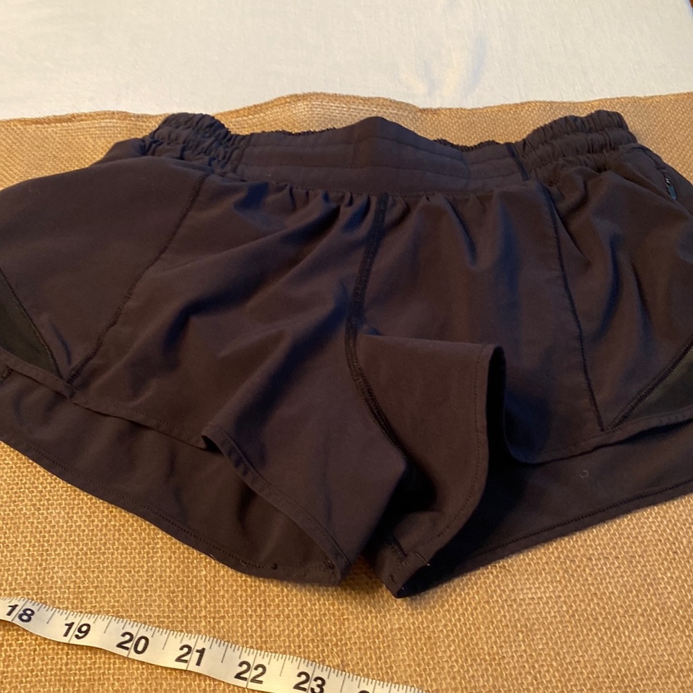 Lululemon black running shorts.